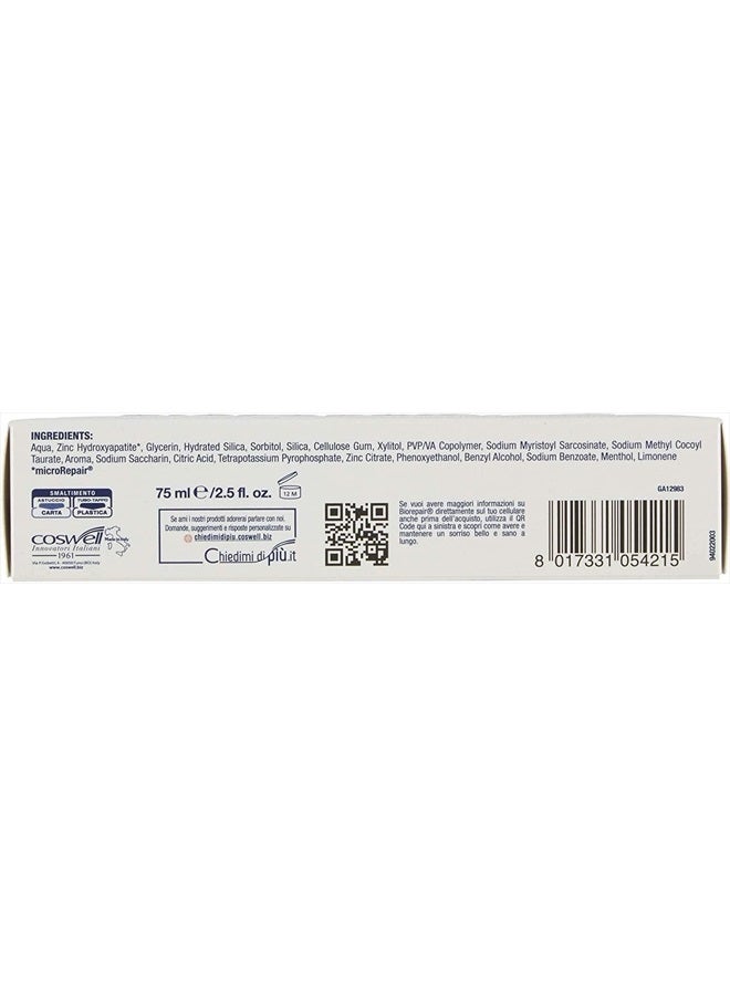 Biorepair معجون أسنان "برو وايت" لتبييض الأسنان مع microRepair - 2.5 أونصة سائلة (75 مل) أنابيب (عبوة من 2) [استيراد إيطالي] - Image 5