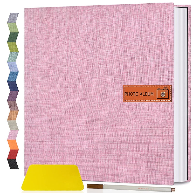 Popotop Large Photo Album Self Adhesive 4x6 5x7 8x10 Scrapbook Album DIY 60 Pages Picture Book Gifts for Mom Family Baby and Wedding with Metal Pen and Plastic Board