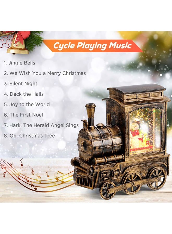 IPOW Christmas Snow Globe Lantern Train with Water Swirling Glitter, Musical and Lighted 6 Hours Timer USB Powered & Battery Operated Music Box for Christmas Home Decoration Gift, Snowman Scene - Image 5