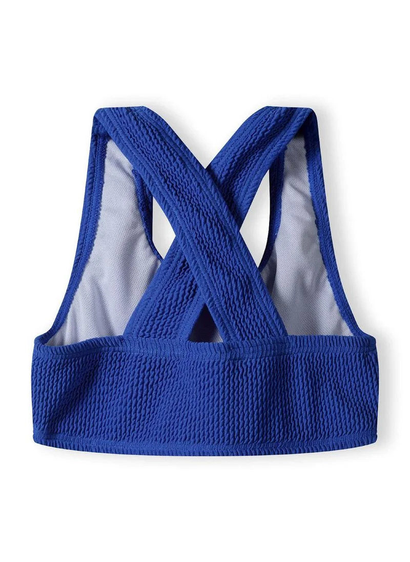MINOTI Girls' 2-Piece Sporty Bikini – Textured Cobalt Blue with Cross Back Top
