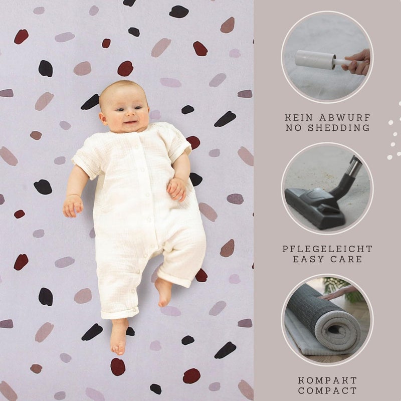 Hakuna Matte CloudSoft Baby Play Mat for Floor 60" x 80" Confetti â€“ Coral Velvet Memory Foam Rug for Crawling & Cozy Play â€“ Non-Slip, Water-Resistant, Easy-CareTummy Time Mat, Playmat for Playpen - Image 4