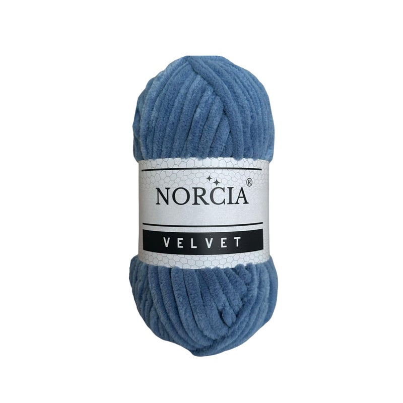 NORCIA Soft Velvet Yarn Chenille Yarn for Crocheting Super Bulky 100g 743 yds Baby Blanket Yarn for Knitting Amigurumi Yarn for Crochet Weaving Craft Jean Blue 1 Skein