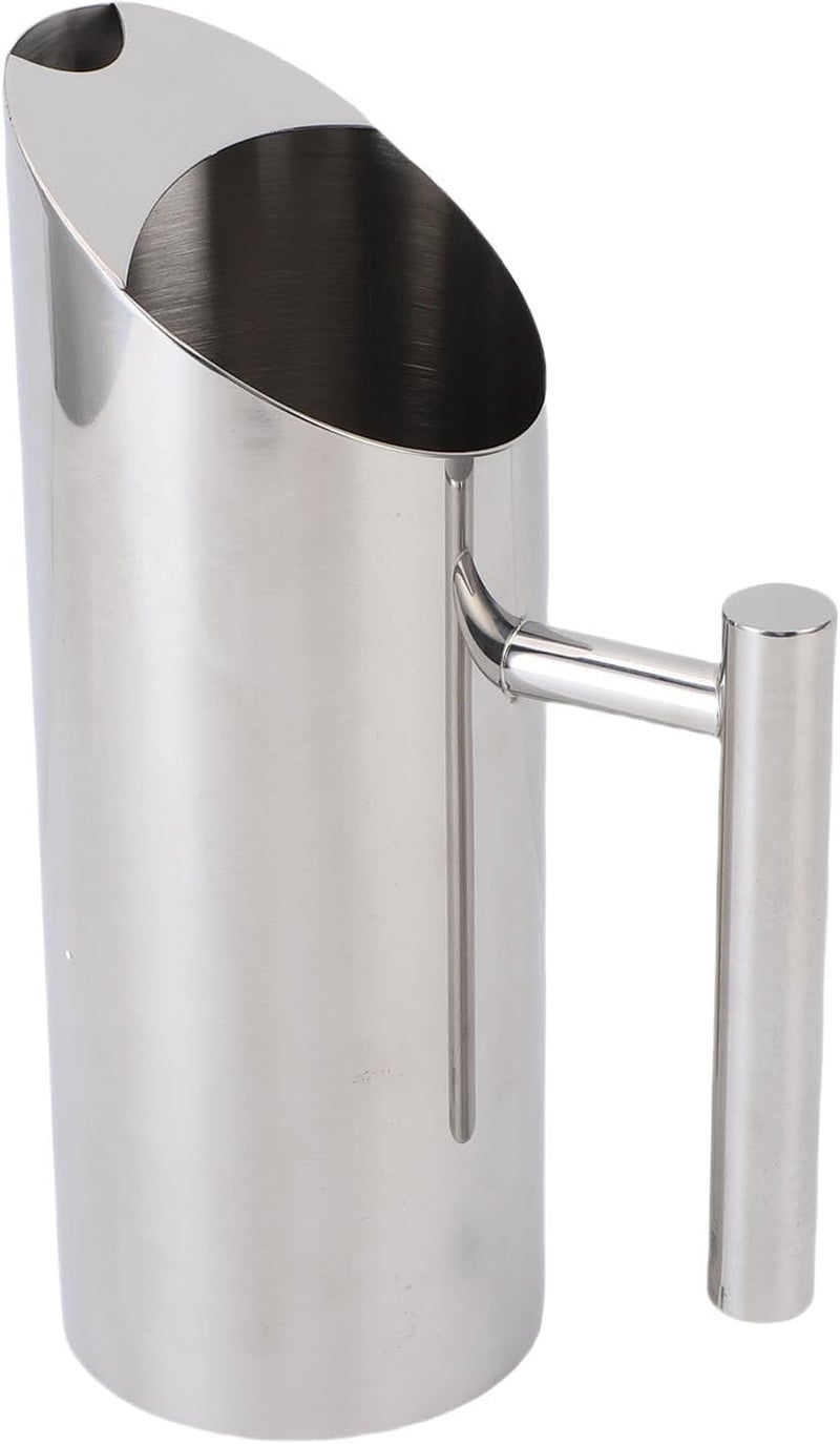Naroote 1L Stainless Steel Water Pitcher, Modern Metal Water Pitcher with Ice Guard, Milk Carafe Frothing Cup Cold Hot Jug Restaurant Beverage Drink Jug (Silver) - Image 5