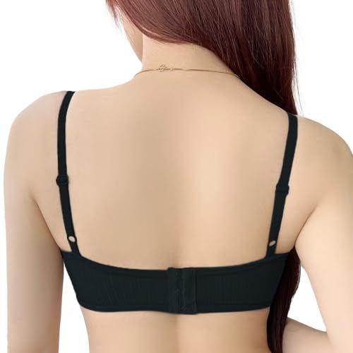 Luella Everyday Bra for Women Removable Pad, Cute Ribbon & Wireless T-Shirt Padded Bra for Women Daily Use/Fashionable Use Black - Image 3
