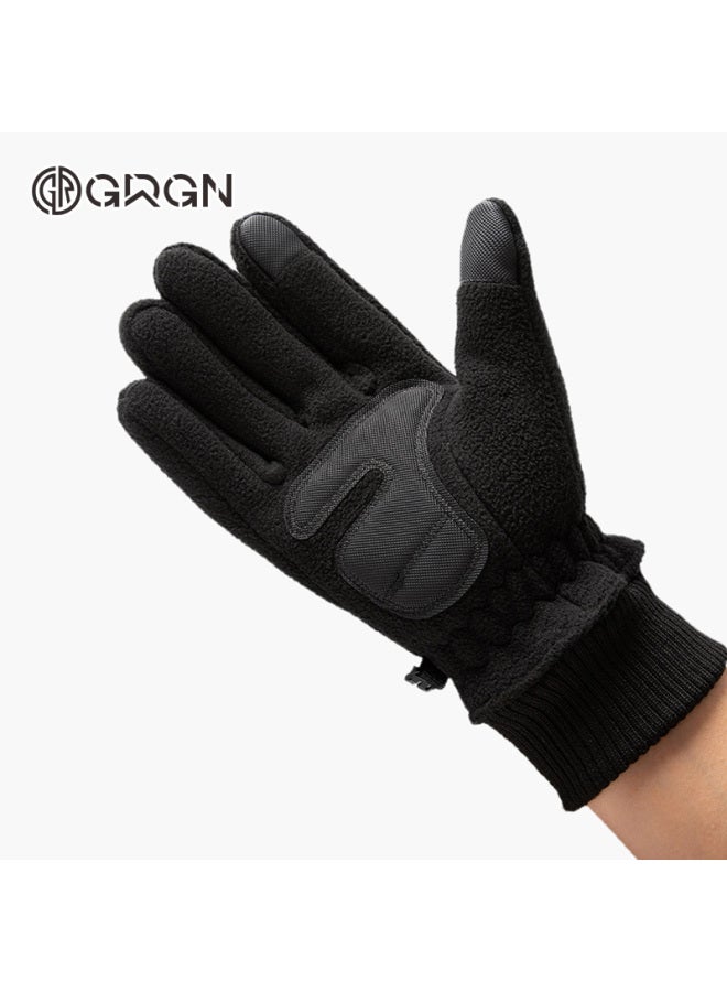 Grgn Men's Winter Outdoor Cycling Gloves Fleece Lined Thickened Warm Touchscreen Gloves For Biking And Electric Scooter