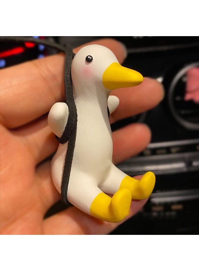 AMIORO Cute Swinging Duck Car Mirror Hanging Accessories Fun Interior Rearview Mirrors Decoration (Duck) - Image 4