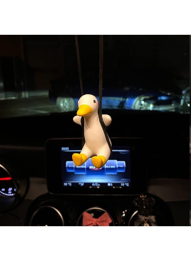 AMIORO Cute Swinging Duck Car Mirror Hanging Accessories Fun Interior Rearview Mirrors Decoration (Duck) - Image 3