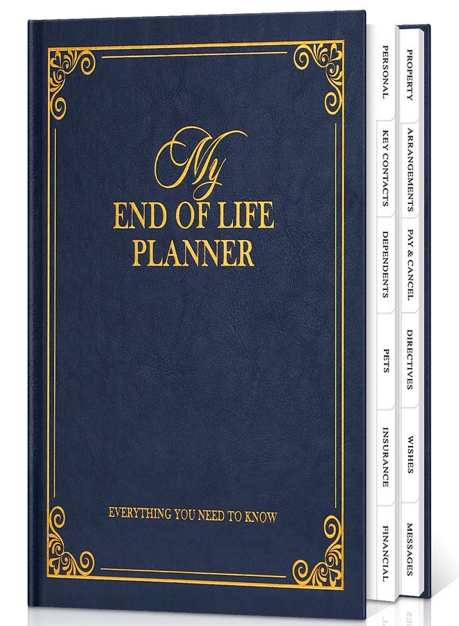 Lanpn End of Life Planner Death Organizer with Tabs, Final Wishes & Financial Estate Planning Journal, When I Die Journal for Senior, Before Death Life and Care Plan Book, Blue, Leather Hardcover - Image 1