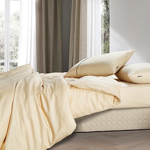Spread Spain Oxford Cotton 400 Thread Count Soft Comfort Modern Design Bedsheets for Single Bed Size Flat Sheet with 1 Pillow Covers (60'' x 90'' inch Gold) - Image 5