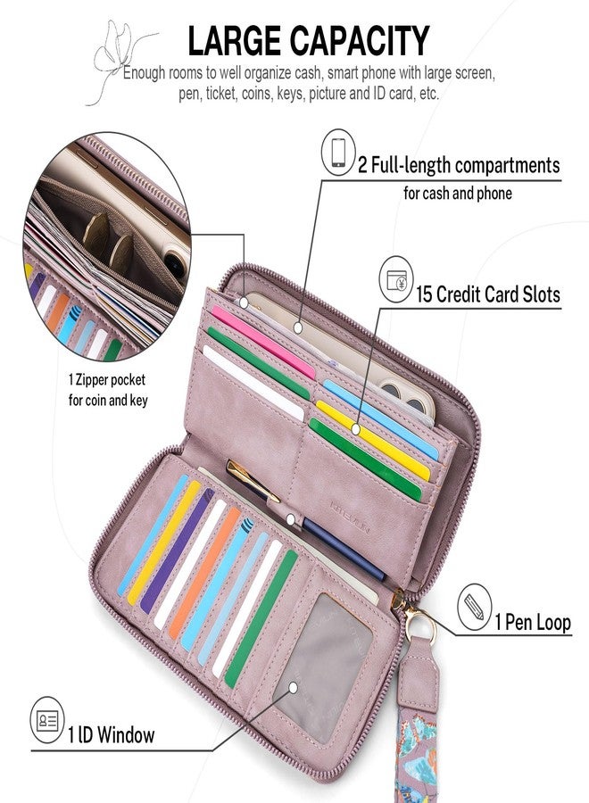 KITEVIUN محفظة KITEVIUN RFID نسائية، محفظة يد كبيرة الحجم على شكل فراشة للهاتف المحمول، محفظة معصم نسائية - Image 4