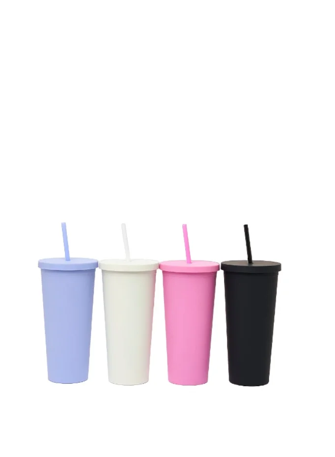 Prickly Pear White Water Bottle With Straw