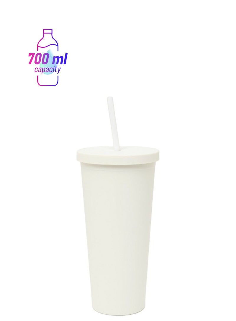 Prickly Pear White Water Bottle With Straw - Image 1