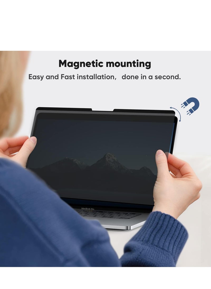 Magnetic Privacy Screen Protector Compatible with MacBook Pro 14 Inch (2021-2024, M1, M2, M3,M4), Removable Anti Spy Blue Light Glare Laptop Privacy Filter for Mac Pro 14in (A2442/A2779/A2918/A2992/A3112/A3185/A3401)