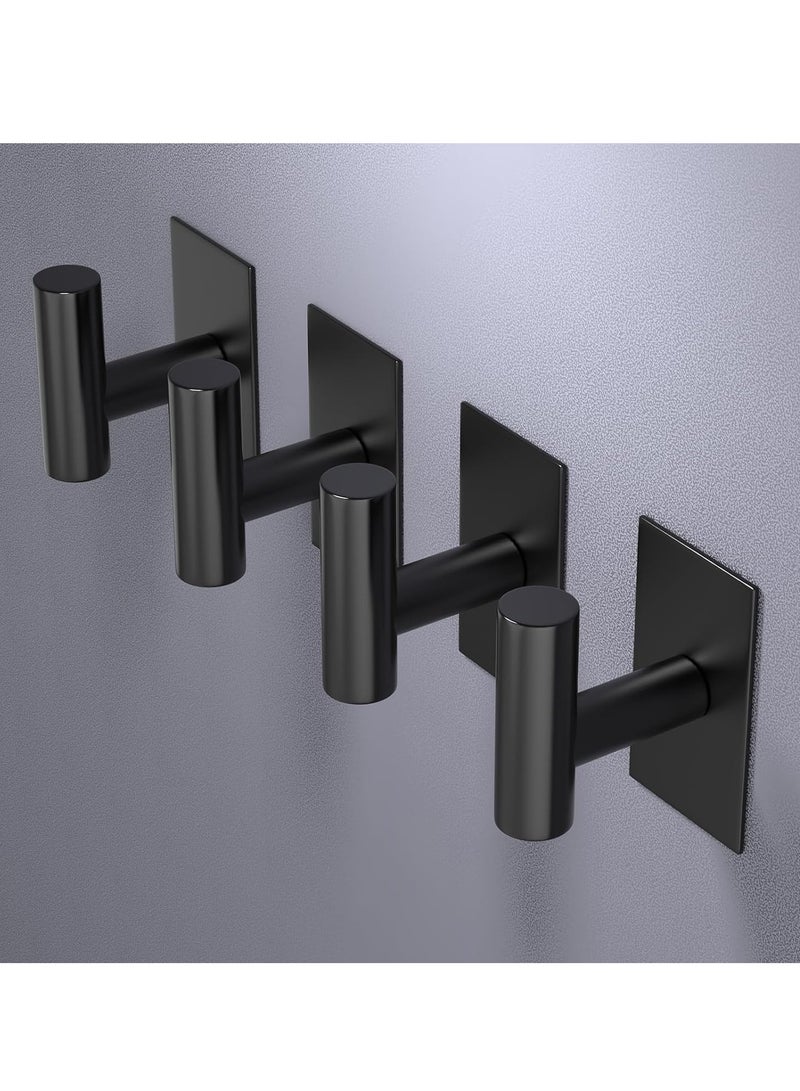Adhesive Hooks, Heavy Duty Wall Towel Hooks Stainless Steel Door Hooks for Hanging Coat, Hat, Towel, Robe, Key, Clothes, Closet Hook Wall Mount for Kitchen, Bathroom (Black) - Image 4