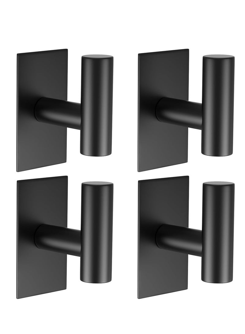 Adhesive Hooks, Heavy Duty Wall Towel Hooks Stainless Steel Door Hooks for Hanging Coat, Hat, Towel, Robe, Key, Clothes, Closet Hook Wall Mount for Kitchen, Bathroom (Black) - Image 1