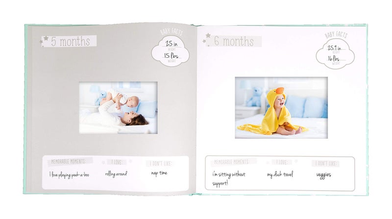 Kate & Milo كتاب الذكريات كيت وميلو، تذكار محايد للجنس للأطفال، ألبوم صور المعالم، السنة الأولى للطفل - Image 3
