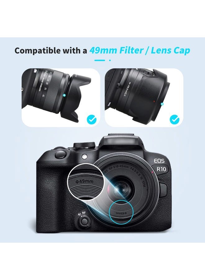 JJC Camera Lens Hood Shade for Canon EF-M 15-45mm f/3.5-6.3 is STM & RF-S 18-45mm f/4.5-6.3 is STM Lens on Canon EOS R100 R50 M50 M50 Mark II M5 M6 M6 Mark II M200 M100 Replaces Canon EW-53 Hood - Image 5