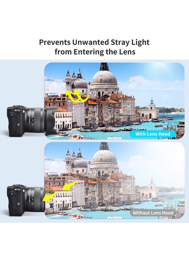 JJC Camera Lens Hood Shade for Canon EF-M 15-45mm f/3.5-6.3 is STM & RF-S 18-45mm f/4.5-6.3 is STM Lens on Canon EOS R100 R50 M50 M50 Mark II M5 M6 M6 Mark II M200 M100 Replaces Canon EW-53 Hood - Image 4