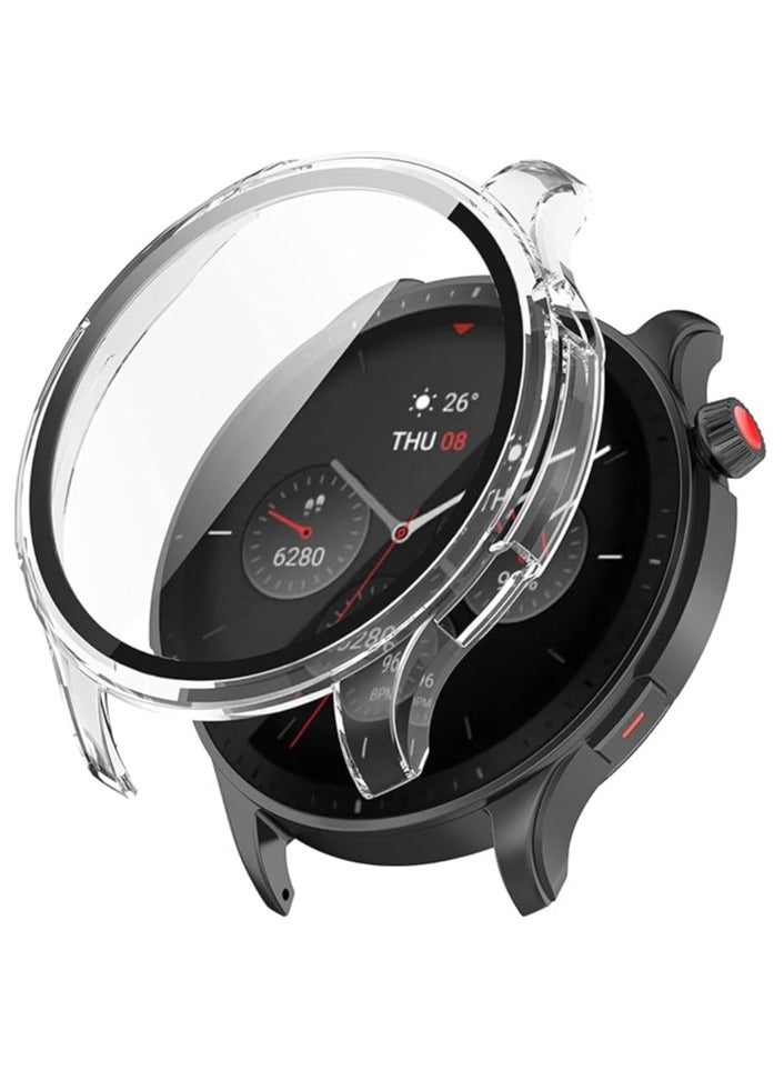 حافظة حماية متوافقة مع واقي شاشة Amazfit GTR 4، حافظة ساعة واقية من الزجاج الصلب من البولي كربونات الصلب، غطاء كامل رفيع للغاية مقاوم للصدمات لساعة Amazfit GTR 4 (شفاف)