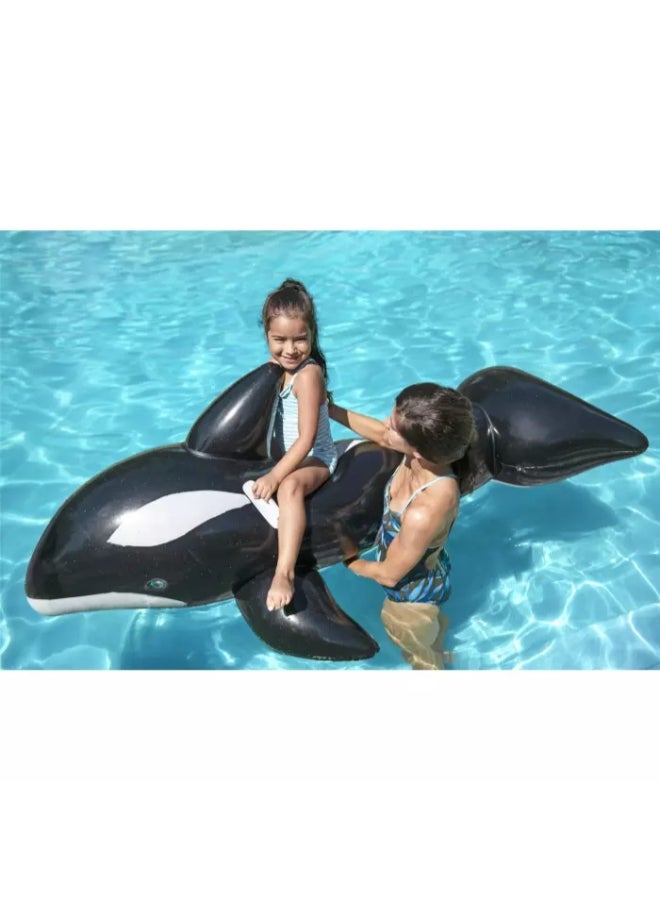 Bestway Jumbo Whale Ride-On Inflatable Pool Float, 6 ft 8 in x 40 in (2.03 m x 1.02 m), Large Orca Water Float with Heavy-Duty Handles, Durable Vinyl Pool Toy for Kids Ages 3+ - Image 3