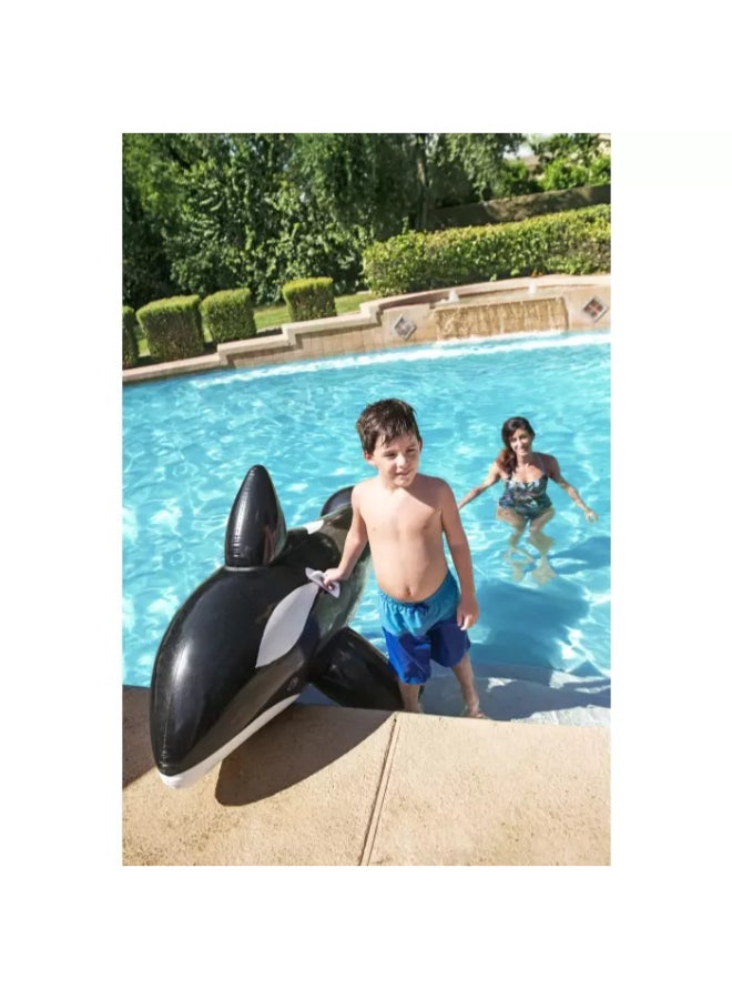 Bestway Jumbo Whale Ride-On Inflatable Pool Float, 6 ft 8 in x 40 in (2.03 m x 1.02 m), Large Orca Water Float with Heavy-Duty Handles, Durable Vinyl Pool Toy for Kids Ages 3+ - Image 4