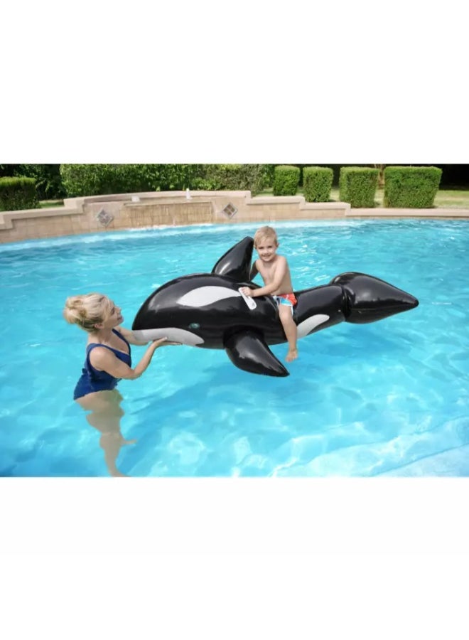 Bestway Jumbo Whale Ride-On Inflatable Pool Float, 6 ft 8 in x 40 in (2.03 m x 1.02 m), Large Orca Water Float with Heavy-Duty Handles, Durable Vinyl Pool Toy for Kids Ages 3+ - Image 5