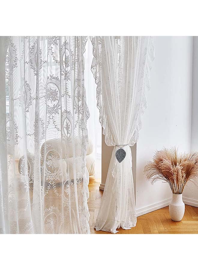 انتيكيانو اربطة ستائر مكرامية من قطعتين بلون كريمي بوهيمي لديكور المنزل Inspiring - Image 2