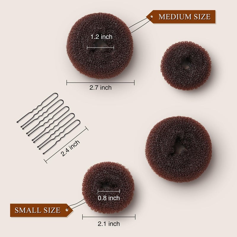 MORGLES Hair Bun Maker, 4Pcs Donut Bun Maker with 10Pcs Black Bobby Pins for Hair Ring Style - Image 2