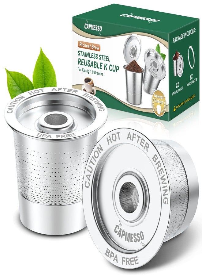 CAPMESSO 2 Pack Reusable K Cups Coffee Pods for Keurig 1.0: Stainless Steel Refillable K Cup - Reusable Coffee Filter for Keurig 1.0 Coffee Maker, Permanent, Eco-Friendly, Innovative Design - Image 1