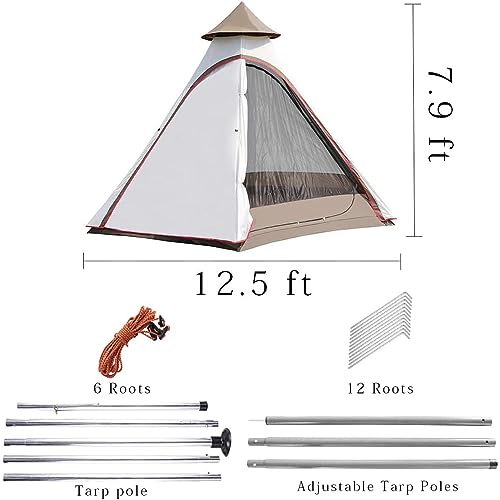 Vidalido 12'x10'x8'Dome Camping Tent 5-6 Person 4 Season Double Layers Waterproof Anti-UV Windproof Tents Family Outdoor Camping Tent - Image 5
