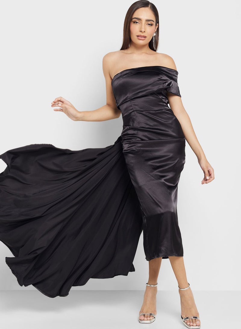Ella Limited Edition Off-Shoulder Satin Dress - Image 1
