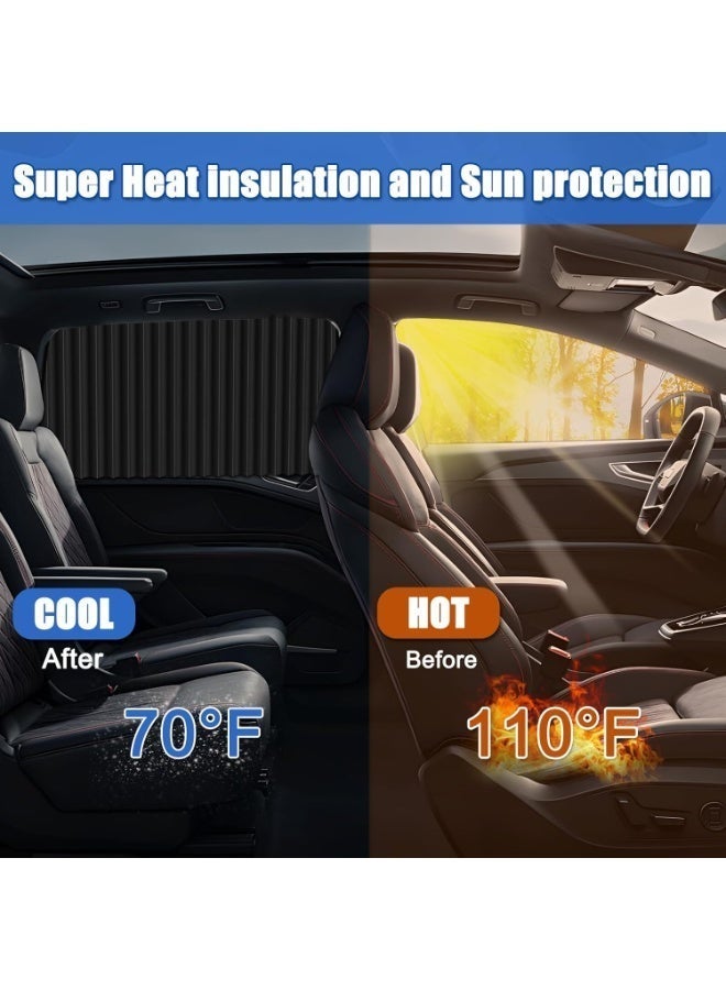 4Pcs Magnetic Car Window Shades,Foldable Magnetic Car Side Window Sun Shade,Car Curtain Pleated Silky UV Protection Privacy Auto Accessories - Image 5