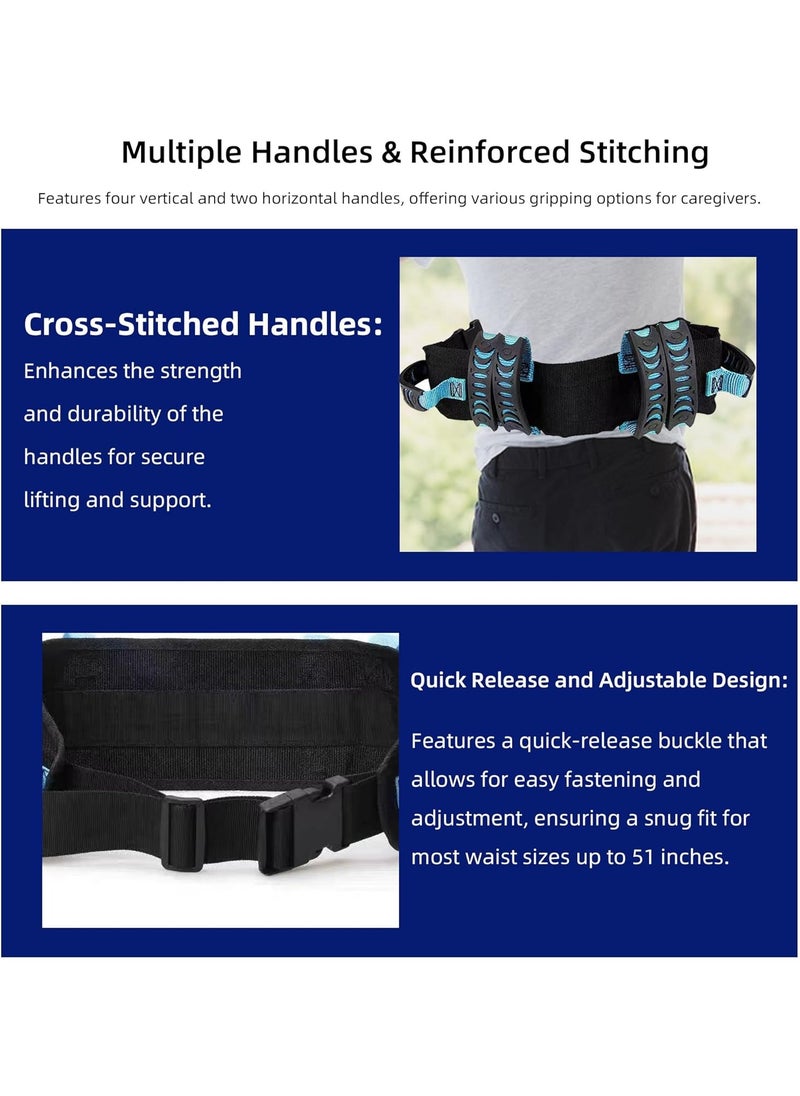 Generic Gait Belt Walking Transfer belt with 6 Plastic Padded Caregiver Handles and Quick Release Buckle for Patient  - Image 2