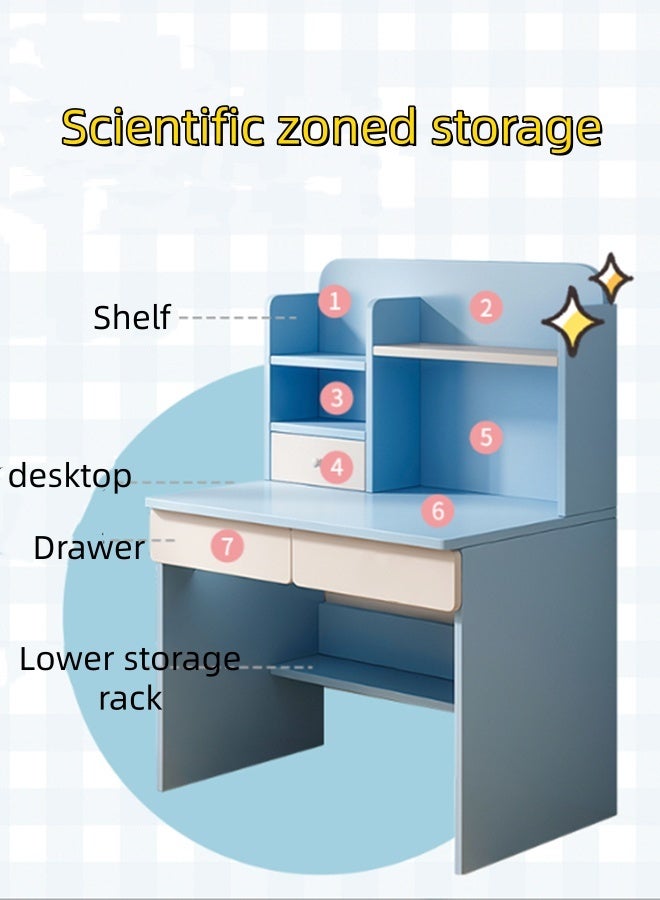 JCB CHIC Study Writing Desk with Bookshelf,80×55×113CM Computer Desk with  Drawers and Storage Shelves，Rustic Office Desk with Hutch，Study Writing Gaming Table Laptop Workstation for Home Office - Image 3