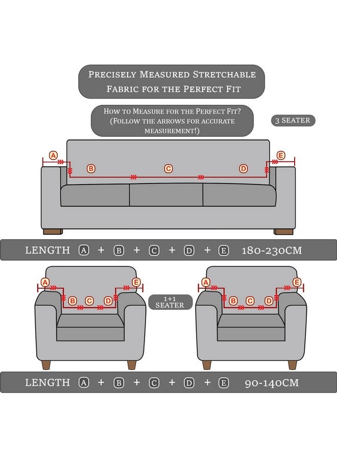 Lukzer 5 Seater Black Stem Universal Sofa Cover 3+1+1 Seater | 360° Fully Covered Anti-Slip Washable Couch Cover Protecter | 140 GSM Stretch Fit Polyester + Spandex Slipcover (SC-001-05) - Image 2