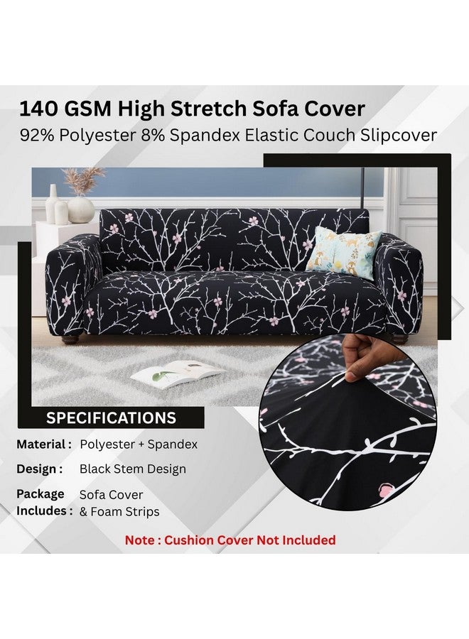 Lukzer 5 Seater Black Stem Universal Sofa Cover 3+1+1 Seater | 360° Fully Covered Anti-Slip Washable Couch Cover Protecter | 140 GSM Stretch Fit Polyester + Spandex Slipcover (SC-001-05) - Image 5