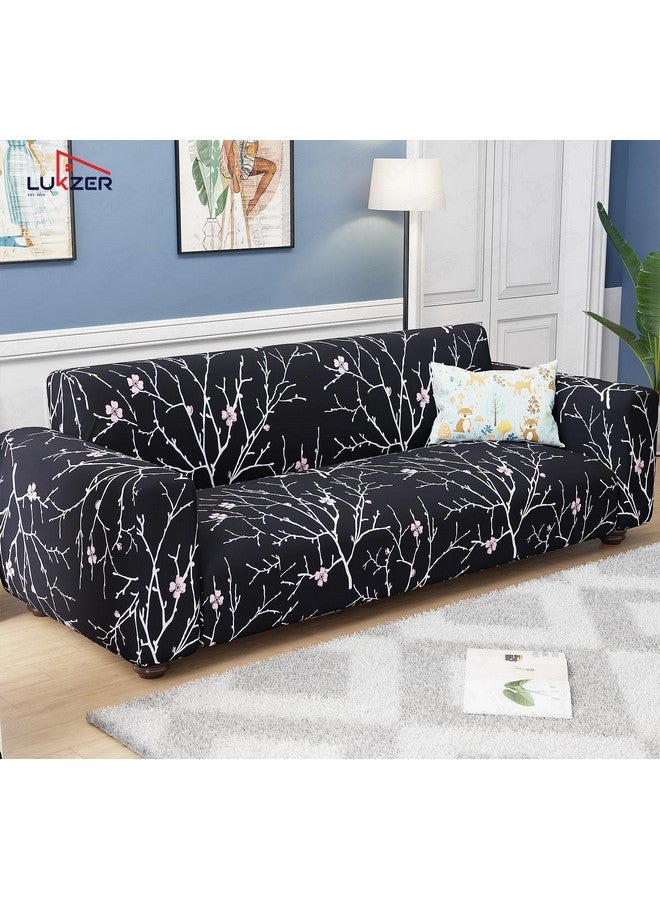 Lukzer 5 Seater Black Stem Universal Sofa Cover 3+1+1 Seater | 360° Fully Covered Anti-Slip Washable Couch Cover Protecter | 140 GSM Stretch Fit Polyester + Spandex Slipcover (SC-001-05) - Image 3