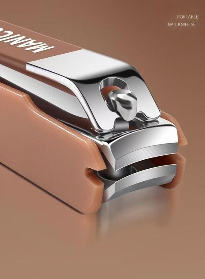 Splash-Proof Stainless Steel Nail Clipper Set, 6-Piece Nail Clipper Set, Nail Clipper Repair Tool (Nano Glass File For Shiny Nails, Double Repair + Ear Spoon + Eyebrow Scissors + Diag - Image 3