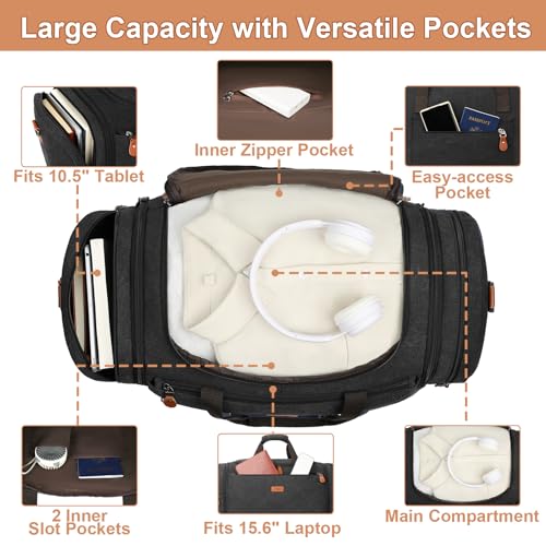 TIBES Duffle Bags for Travel Expandable 50L Canvas Weekender Bag, Overnight Bag Travel Duffel Bag for Men Women Carry On for Travel Weekend Overnight Gym, Durable & Water-Resistant - Image 4