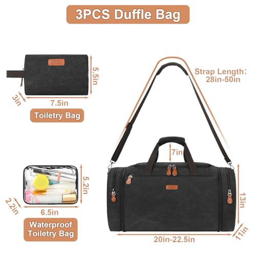 TIBES Duffle Bags for Travel Expandable 50L Canvas Weekender Bag, Overnight Bag Travel Duffel Bag for Men Women Carry On for Travel Weekend Overnight Gym, Durable & Water-Resistant - Image 5