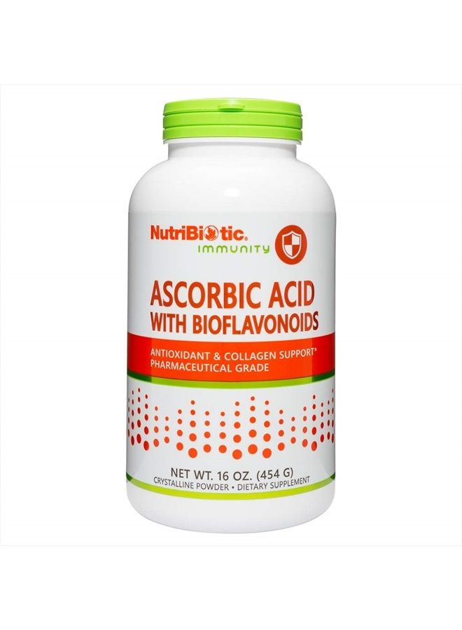 Nutribiotic Ascorbic Acid With Bioflavonoids Powder, 16 Oz | Highly Soluble Antioxidant & Collagen Support Supplement | 2000 Mg Vitamin C with Lemon Bioflavonoid Complex | Vegan, Gluten & GMO-Free - Image 1