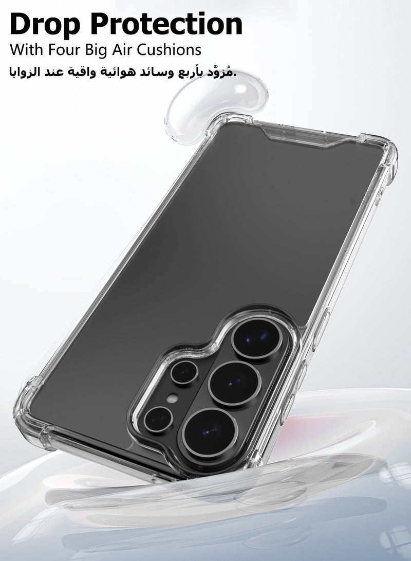 مجموعة حماية سامسونج جالاكسي S26 ألترا 3 في 1، غطاء شفاف مع واقي شاشة وعدسة كاميرا، غطاء خلفي شفاف رفيع مقاوم للخدش من مادة TPU الناعمة مع زوايا مزودة بوسائد هوائية، شفاف - view 2