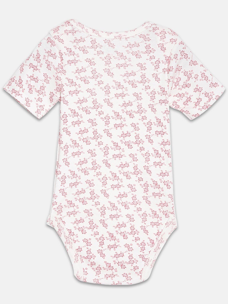 Broon Infant Girls White and Pink Printed Pure Organic Cotton Bodysuit Pack of 2 - Image 4