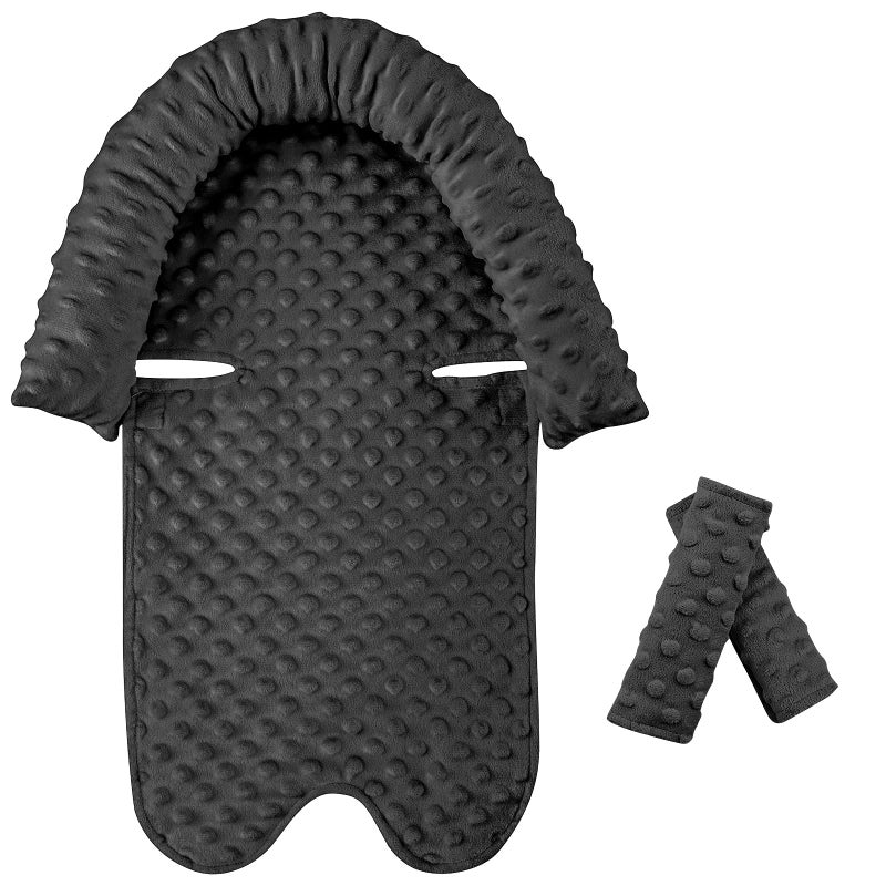 Car Seat Head Support Infant Baby Carseat Head Support Strap Covers for Newborns Ultra Soft Minky Dotted Fabric Infant Car Seat Insert Perfect for Baby Carseats Strollers and Bouncers