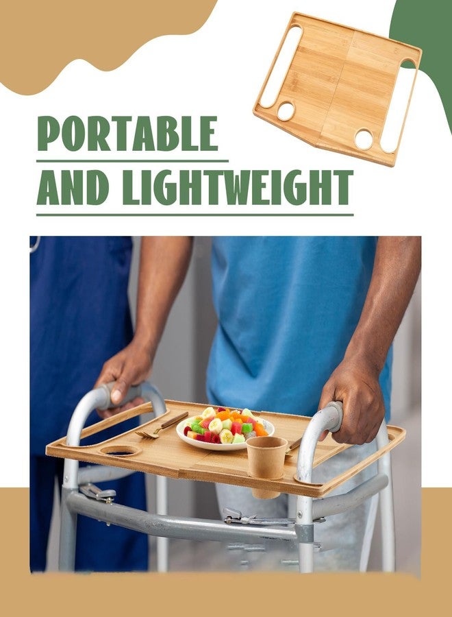 Elfzone Walker Tray for Folding Walker - 21x15" Walker Tray with a Strap for Folding Walker,with Cup Holder Mobility Table Tray for Folding Walkers Foldable, Portable Multipurpose Bamboo Tray - Image 4