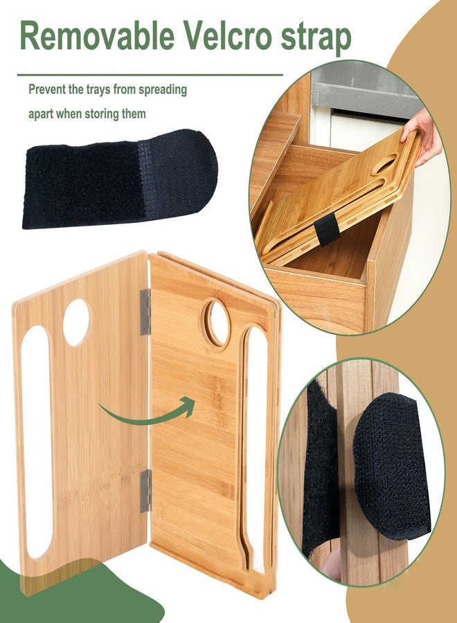 Elfzone Walker Tray for Folding Walker - 21x15" Walker Tray with a Strap for Folding Walker,with Cup Holder Mobility Table Tray for Folding Walkers Foldable, Portable Multipurpose Bamboo Tray - Image 2