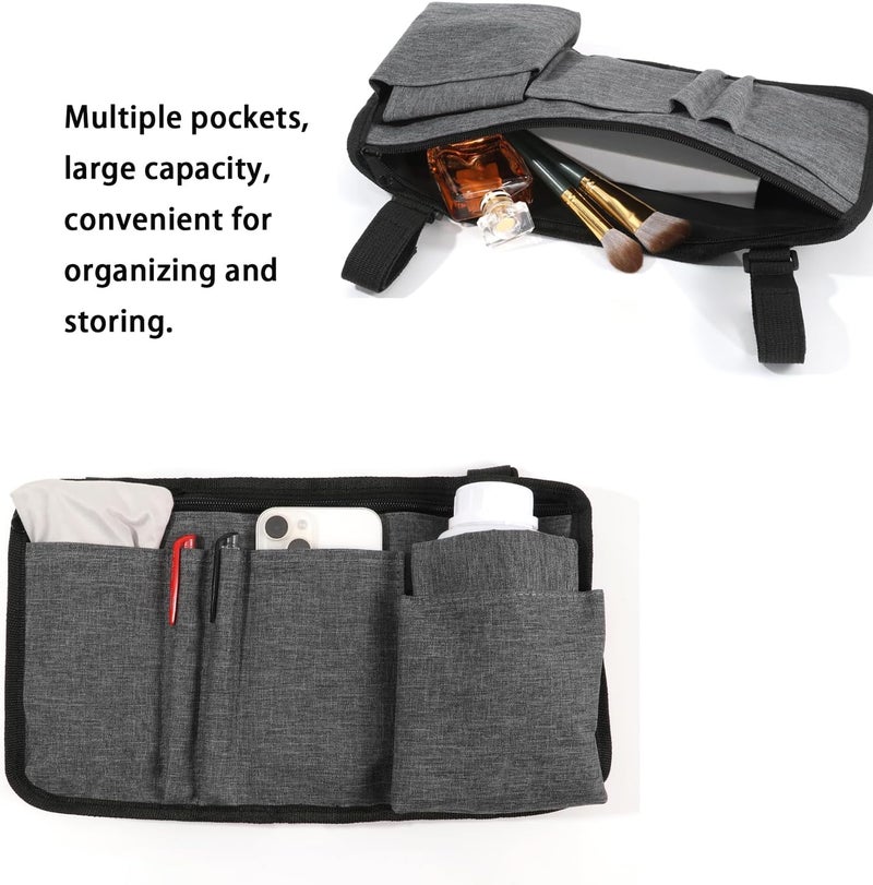 Dongawin Wheelchair Side Bag with Cup Holder – Armrest Pouch for Walkers, Rollators, and Scooters – Electric Scooter Accessories for Seniors and Adults (Grey) - Image 3