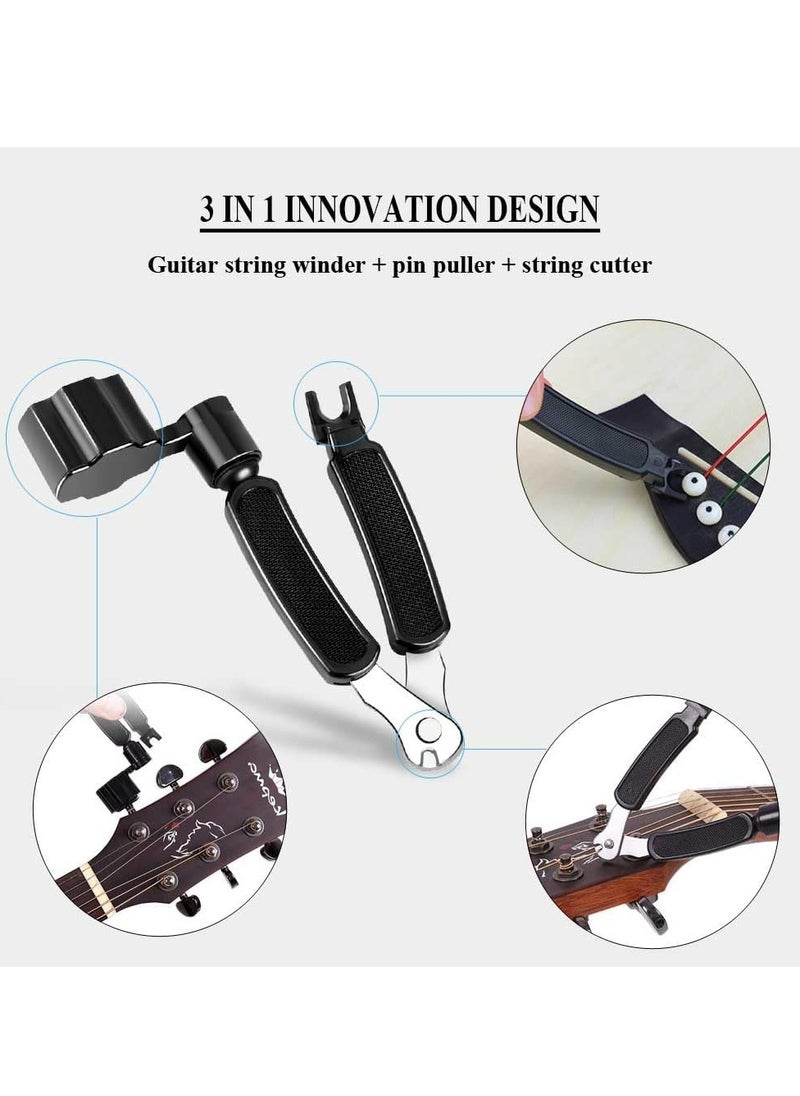 Guitar String Winder Cutter Pin Puller - 3 In 1 Multifunctional Guitar Maintenance Tool/String Peg Winder + String Cutter + Pin Puller Instrument Accessories