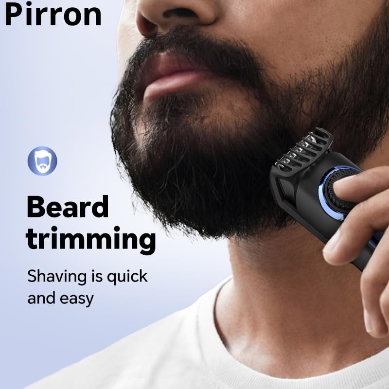 Pirron Electric Beard Trimmer for Men Professional Adjustable Length and Hair Clipper, Men's Beard Mustache Trimming and Body Hair Trimmer,Cordless LED Digital Display ,140 min Running Time Rechargeable Type C (Blue) - Image 3