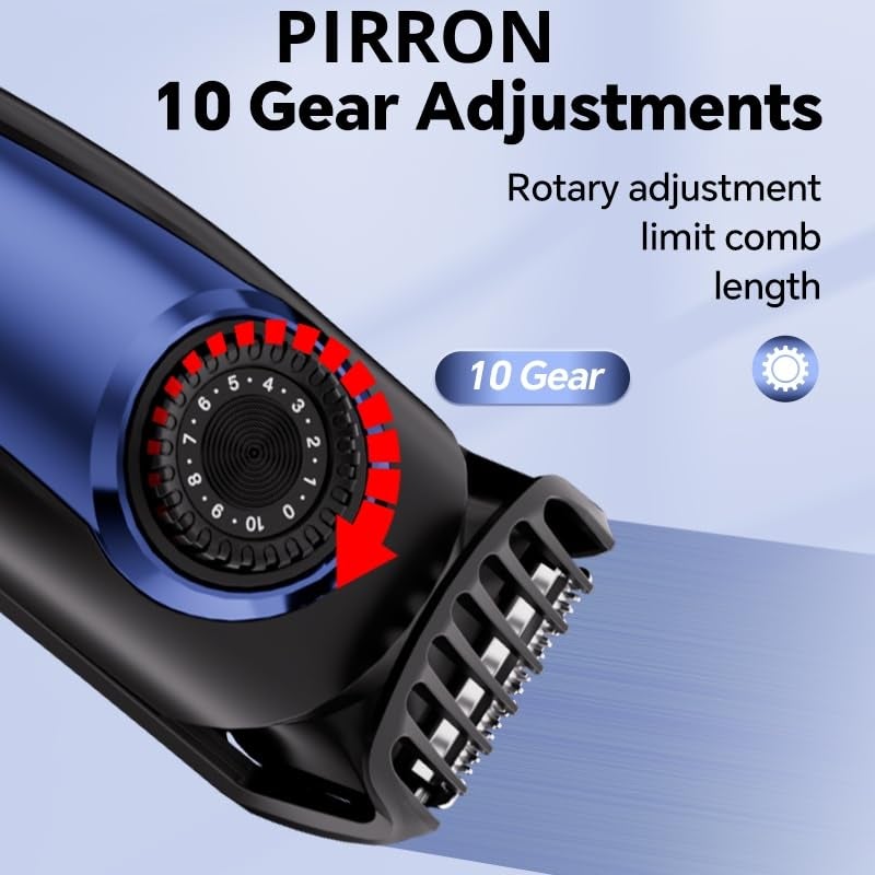 Pirron Electric Beard Trimmer for Men Professional Adjustable Length and Hair Clipper, Men's Beard Mustache Trimming and Body Hair Trimmer,Cordless LED Digital Display ,140 min Running Time Rechargeable Type C (Blue) - Image 4